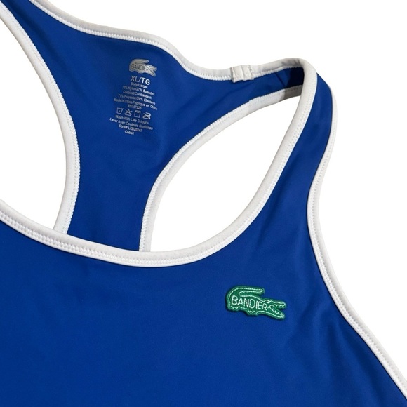 Lacoste X Bandier Stripe Band Racerback Sports Bra Blue and Green Size XL - Picture 4 of 7